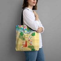 Hawaiian Mele Kalikimaka Tote Bag Tropical Plumeria and Lei Funny Santa Beach - Polynesian Pride