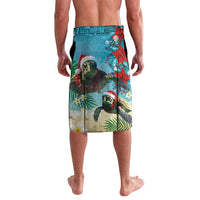 Hawaiian Mele Kalikimaka Lavalava Tropical Xmas Turtles Red Poinsettia Watercolor - Polynesian Pride