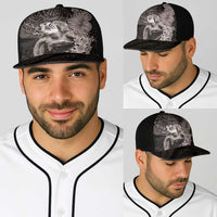 Hawaiian Plumeria and Hibiscus with Turtles Baseball Net Cap Polynesian Art Grayscale LT03 - Polynesian Pride