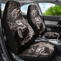 Hawaiian Plumeria and Hibiscus with Turtles Car Seat Cover Polynesian Art Grayscale - Polynesian Pride