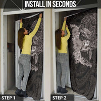 Hawaiian Plumeria and Hibiscus with Turtles Door Cover Polynesian Art Grayscale - Polynesian Pride