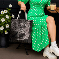 Hawaiian Plumeria and Hibiscus with Turtles Tote Bag Polynesian Art Grayscale - Polynesian Pride