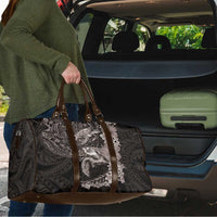 Hawaiian Plumeria and Hibiscus with Turtles Travel Bag Polynesian Art Grayscale - Polynesian Pride