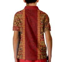 Hawaii Style Hibiscus and Tribal Element Fabric Patchwork Kid Polo Shirt LT03 - Polynesian Pride