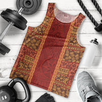 Hawaii Style Hibiscus and Tribal Element Fabric Patchwork Men Tank Top LT03 - Polynesian Pride