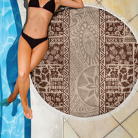 Hawaii Style Hibiscus and Tribal Element Fabric Patchwork Beach Blanket Beige Version LT03 - Polynesian Pride