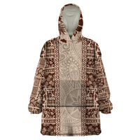 Hawaii Style Hibiscus and Tribal Element Fabric Patchwork Wearable Blanket Hoodie Beige Version LT03 One Size Beige - Polynesian Pride