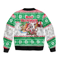 Hawaii Mele Kalikimaka Bomber Jacket Aloha Santa and Palm Tree Mix Kakau Pattern LT03 - Polynesian Pride