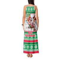 Hawaii Mele Kalikimaka Tank Maxi Dress Aloha Santa and Palm Tree Mix Kakau Pattern LT03 - Polynesian Pride