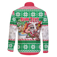 Custom Hawaii Mele Kalikimaka Family Matching Mermaid Dress and Hawaiian Shirt Aloha Santa and Palm Tree Mix Kakau Pattern LT03 - Polynesian Pride