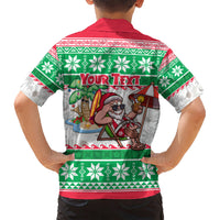 Custom Hawaii Mele Kalikimaka Kid Hawaiian Shirt Aloha Santa and Palm Tree Mix Kakau Pattern LT03 - Polynesian Pride