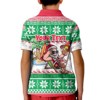 Custom Hawaii Mele Kalikimaka Kid Polo Shirt Aloha Santa and Palm Tree Mix Kakau Pattern LT03 - Polynesian Pride