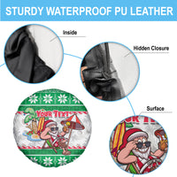 Custom Hawaii Mele Kalikimaka Spare Tire Cover Aloha Santa and Palm Tree Mix Kakau Pattern LT03 - Polynesian Pride