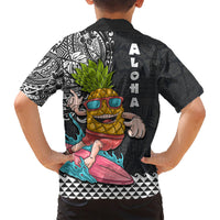 Hawaii Pineapple Surfing With Kakau Tribal Family Matching Short Sleeve Bodycon Dress and Hawaiian Shirt LT03 - Polynesian Pride