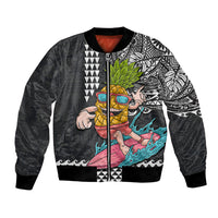 Hawaii Pineapple Surfing Kakau Tribal Personalised Bomber Jacket LT03 Unisex Brown - Polynesian Pride
