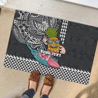 Hawaii Pineapple Surfing Kakau Tribal Personalised Rubber Doormat LT03 - Polynesian Pride