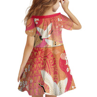 Hawaiian and Japanese Culture Together Family Matching Puletasi and Hawaiian Shirt Kakau Art Tattoo with Cranes and Sakura Spring Vibe LT03 - Polynesian Pride