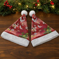 Hawaiian and Japanese Culture Together Christmas Santa Hat Red Ohia Lehua Plumeria and Sakura Blooming - Polynesian Pride