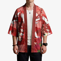 Hawaiian and Japanese Culture Together Kimono Red Ohia Lehua Plumeria and Sakura Blooming - Polynesian Pride