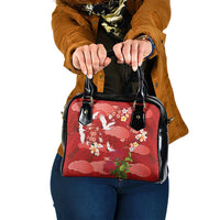 Hawaiian and Japanese Culture Together Shoulder Handbag Red Ohia Lehua Plumeria and Sakura Blooming LT03 One Size Red - Polynesian Pride
