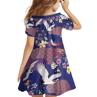 Hawaiian and Japanese Culture Together Family Matching Long Sleeve Bodycon Dress and Hawaiian Shirt Blue Ohia Lehua Plumeria and Sakura Blooming LT03 - Polynesian Pride