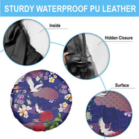 Hawaiian and Japanese Culture Together Spare Tire Cover Blue Ohia Lehua Plumeria and Sakura Blooming LT03 - Polynesian Pride