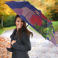 Hawaiian and Japanese Culture Together Umbrella Blue Ohia Lehua Plumeria and Sakura Blooming LT03 - Polynesian Pride