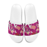Hawaiian and Japanese Culture Together Slide Sandals Pink Ohia Lehua Plumeria and Sakura Blooming LT03 Pink - Polynesian Pride