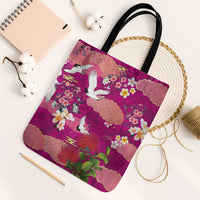 Hawaiian and Japanese Culture Together Tote Bag Pink Ohia Lehua Plumeria and Sakura Blooming - Polynesian Pride