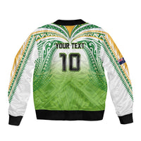 Custom Cook Islands Rugby League Bomber Jacket Tatau Tribal Motifs-Light Green Color LT03 - Polynesian Pride