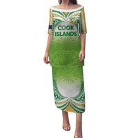 Custom Cook Islands Rugby League Family Matching Puletasi and Hawaiian Shirt Tatau Tribal Motifs-Light Green Color - Polynesian Pride