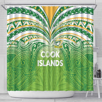 Cook Islands Rugby League Shower Curtain Tatau Tribal Motifs-Light Green Color LT03 - Polynesian Pride