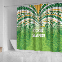 Cook Islands Rugby League Shower Curtain Tatau Tribal Motifs-Light Green Color LT03 - Polynesian Pride