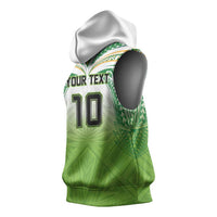 Custom Cook Islands Rugby League Sleeveless Hoodie Tatau Tribal Motifs-Light Green Color LT03 - Polynesian Pride