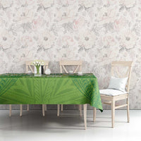 Cook Islands Rugby League Tablecloth Tatau Tribal Motifs-Light Green Color LT03 - Polynesian Pride