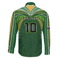 Custom Cook Islands Rugby League Family Matching Mermaid Dress and Hawaiian Shirt Tatau Tribal Motifs-Dark Green Color - Polynesian Pride