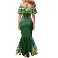 Custom Cook Islands Rugby League Family Matching Mermaid Dress and Hawaiian Shirt Tatau Tribal Motifs-Dark Green Color - Polynesian Pride