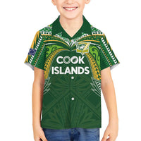 Custom Cook Islands Rugby League Hawaiian Shirt Tatau Tribal Motifs-Dark Green Color - Polynesian Pride
