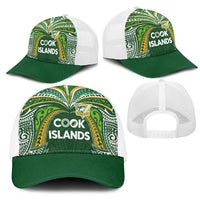 Cook Islands Rugby League Mesh Trucker Cap Tatau Tribal Motifs-Dark Green Color - Polynesian Pride