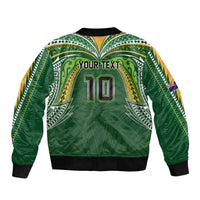 Custom Cook Islands Rugby League Sleeve Zip Bomber Jacket Tatau Tribal Motifs-Dark Green Color LT03 - Polynesian Pride