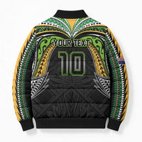 Custom Cook Islands Rugby League Bomber Puffer Jacket Tatau Tribal Motifs-Black Color LT03 - Polynesian Pride