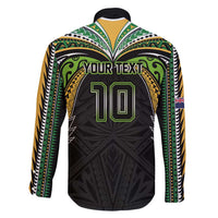 Custom Cook Islands Rugby League Family Matching Puletasi and Hawaiian Shirt Tatau Tribal Motifs-Black Color - Polynesian Pride