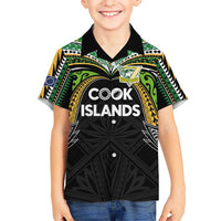 Custom Cook Islands Rugby League Hawaiian Shirt Tatau Tribal Motifs-Black Color - Polynesian Pride