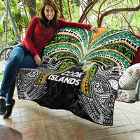 Cook Islands Rugby League Quilt Tatau Tribal Motifs-Black Color LT03 - Polynesian Pride