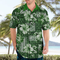 Hawaiian Quilt Pattern Hawaiian Shirt Hibiscus and Tribal Element Vintage Green Vibe LT03 - Polynesian Pride