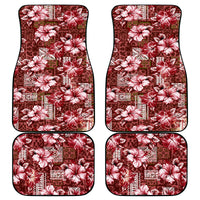 Hawaiian Quilt Pattern Car Mats Hibiscus and Tribal Element Vintage Red Vibe LT03 Red - Polynesian Pride