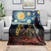 New Zealand and Australia ANZAC Day Blanket Kiwi Bird and Kangaroo Soldier Starry Night Style LT03 - Polynesian Pride