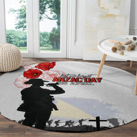 Tokelau ANZAC Day Round Carpet Lest We Forget Red Poppy Flowers and Soldier LT03 - Polynesian Pride