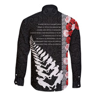 New Zealand ANZAC Day Long Sleeve Button Shirt Soldier Silver Fern with Red Poppies Flower Maori Style LT03 - Polynesian Pride