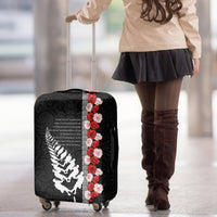 New Zealand ANZAC Day Luggage Cover Soldier Silver Fern with Red Poppies Flower Maori Style LT03 - Polynesian Pride